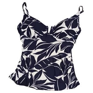 Anne Cole Womens Tankini Swim Top Small Adjustable Strap Blue  Floral NWOT